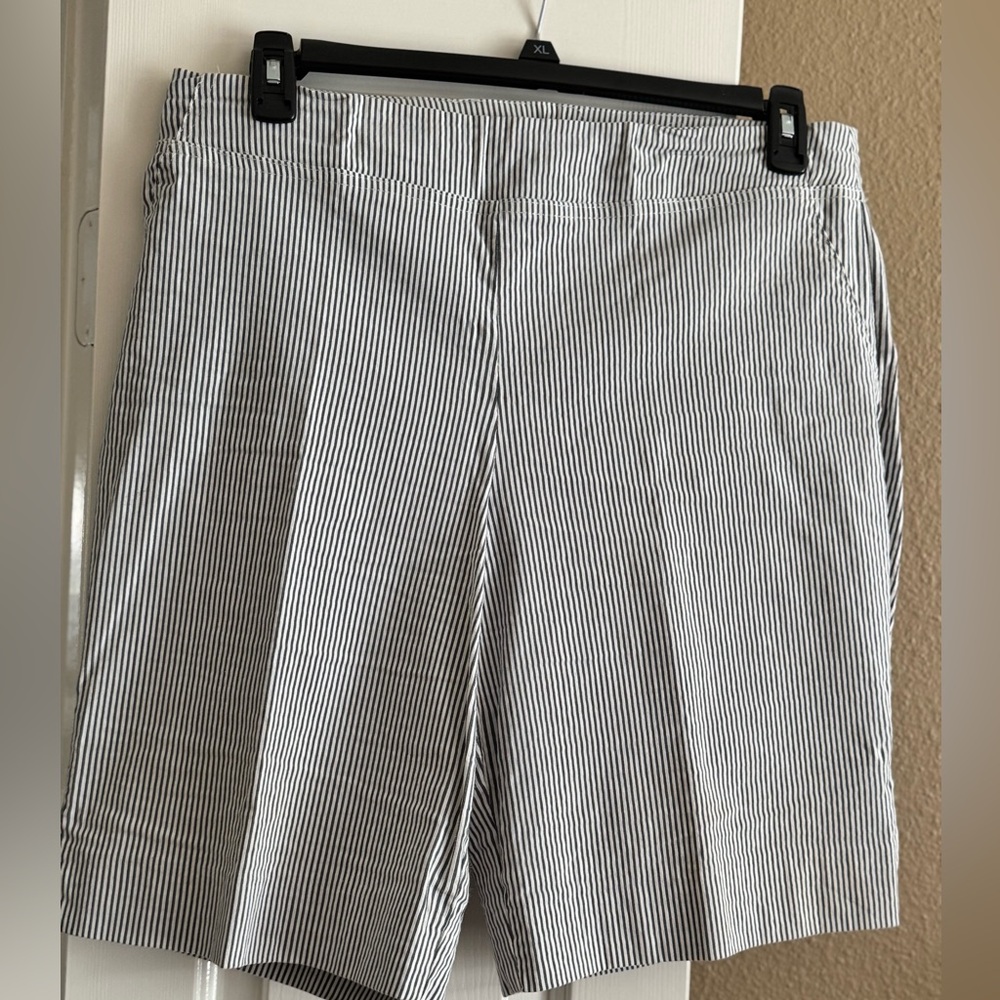 Dalia Gray and White Pin Striped Trouser shorts